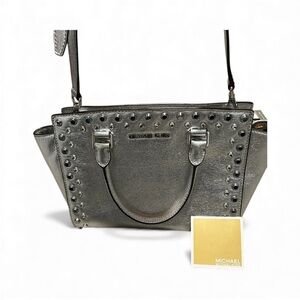 Michael Kors Silver Studded Satchel